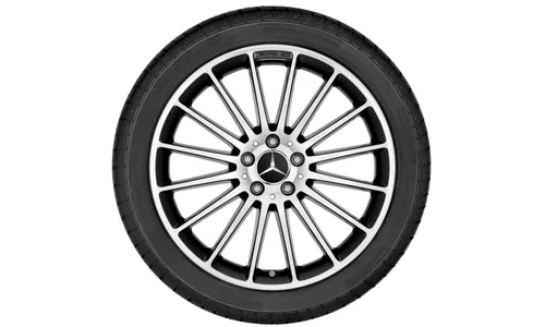 Колесный диск AMG 8J×19 ET48 для Mercedes-Benz A-Class 176 / CLA 117, передняя и задняя оси, черный, с алмазной проточкой, многоспицевый — фото 3