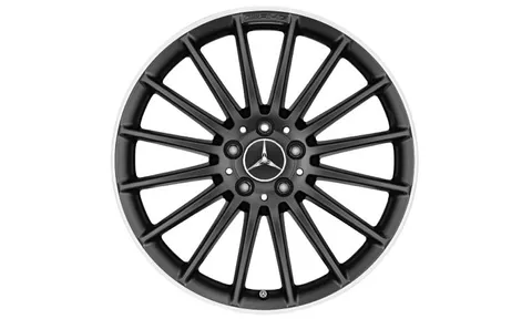 Колесный диск AMG 8J×19 ET48 для Mercedes-Benz A-Class 176 / CLA 117, передняя и задняя оси, черный, матовый, кромка обода с алмазной проточкой, многоспицевый — фото 1