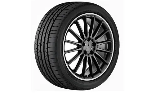 Колесный диск AMG 8J×19 ET48 для Mercedes-Benz A-Class 176 / CLA 117, передняя и задняя оси, черный, матовый, кромка обода с алмазной проточкой, многоспицевый — фото 2