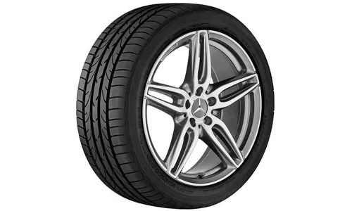 Колесный диск AMG 7,5J×18 ET52 для Mercedes-Benz A-Class 176 / B-Class 246 / CLA 117, передняя и задняя оси, титаново-серый, с алмазной проточкой, 5 двойных спиц — фото 2