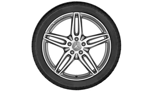 Колесный диск AMG 7,5J×18 ET52 для Mercedes-Benz A-Class 176 / B-Class 246 / CLA 117, передняя и задняя оси, титаново-серый, с алмазной проточкой, 5 двойных спиц — фото 3