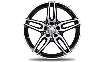 Колесный диск AMG 7,5J×18 ET52 для Mercedes-Benz A-Class 176 / B-Class 246 / CLA 117, передняя и задняя оси, черный, с алмазной проточкой, 5 двойных спиц — фото 1