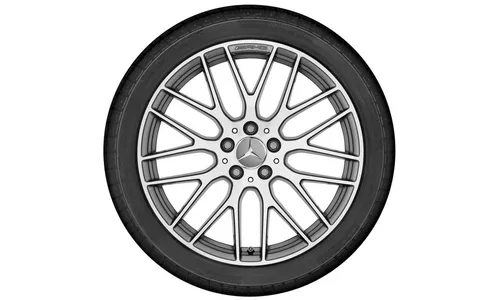 Колесный диск AMG 8J×19 ET48 для Mercedes-Benz A-Class 176 / CLA 117, передняя и задняя оси, титаново-серый, с алмазной проточкой, перекрестные спицы — фото 3