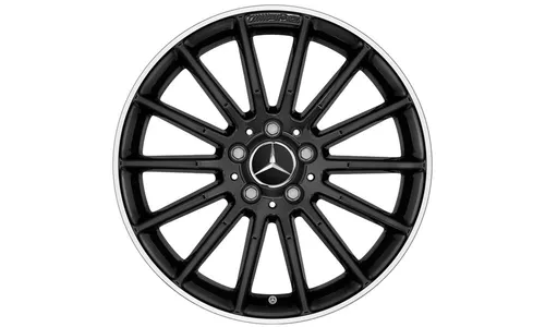 Колесный диск AMG 8J×18 ET50,5 для Mercedes-Benz CLA 117, задняя ось, черный, с алмазной проточкой, многоспицевый — фото 1
