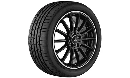 Колесный диск AMG 8J×18 ET50,5 для Mercedes-Benz CLA 117, задняя ось, черный, с алмазной проточкой, многоспицевый — фото 2