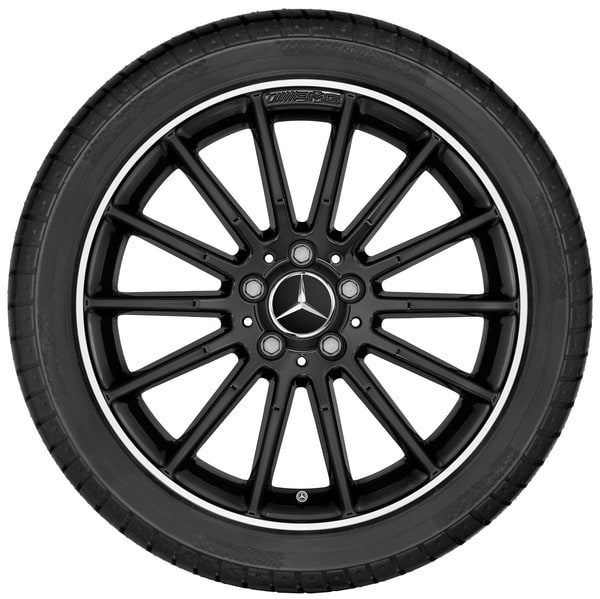 Колесный диск AMG 8J×18 ET50,5 для Mercedes-Benz CLA 117, задняя ось, черный, с алмазной проточкой, многоспицевый — фото 3
