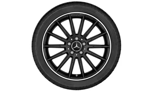 Колесный диск AMG 8J×18 ET50,5 для Mercedes-Benz CLA 117, задняя ось, черный, с алмазной проточкой, многоспицевый — фото 3
