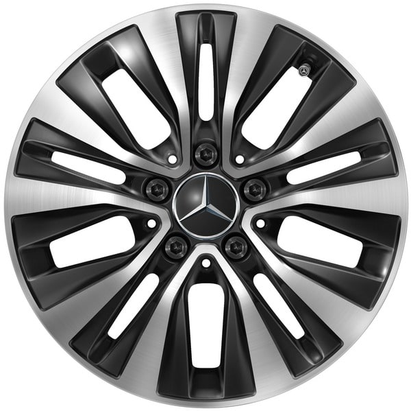 Колесный диск 6,5J×16 ET44 для Mercedes-Benz A-Class 177 / B-Class 247 / CLA 118, передняя и задняя оси, черный, с алмазной проточкой, 5 двойных спиц — фото 1