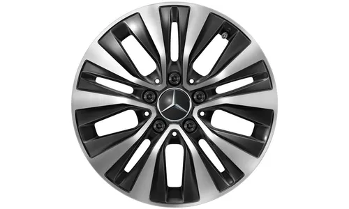 Колесный диск 6,5J×16 ET44 для Mercedes-Benz A-Class 177 / B-Class 247 / CLA 118, передняя и задняя оси, черный, с алмазной проточкой, 5 двойных спиц — фото 1