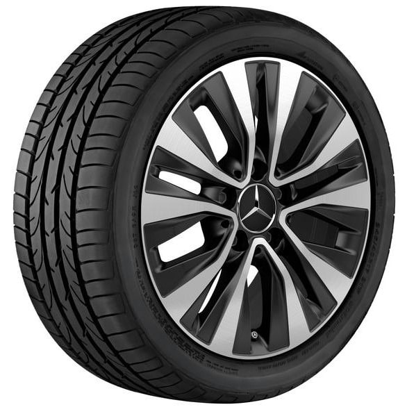 Колесный диск 6,5J×16 ET44 для Mercedes-Benz A-Class 177 / B-Class 247 / CLA 118, передняя и задняя оси, черный, с алмазной проточкой, 5 двойных спиц — фото 2
