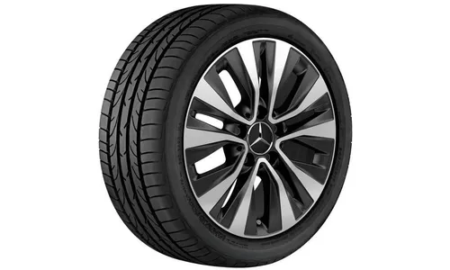Колесный диск 6,5J×16 ET44 для Mercedes-Benz A-Class 177 / B-Class 247 / CLA 118, передняя и задняя оси, черный, с алмазной проточкой, 5 двойных спиц — фото 2