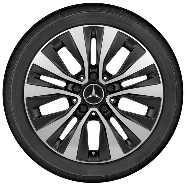 Колесный диск 6,5J×16 ET44 для Mercedes-Benz A-Class 177 / B-Class 247 / CLA 118, передняя и задняя оси, черный, с алмазной проточкой, 5 двойных спиц — фото 3