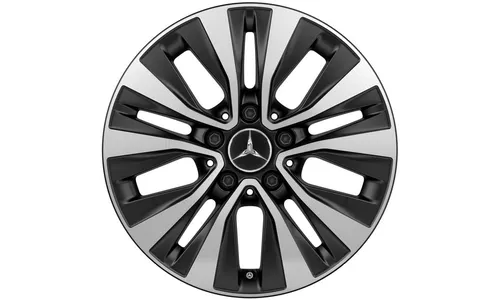 Колесный диск 6,5J×16 ET44 для Mercedes-Benz A-Class 177 / B-Class 247 / CLA 118, передняя и задняя оси, черный, матовый, с алмазной проточкой, 5 двойных спиц — фото 1