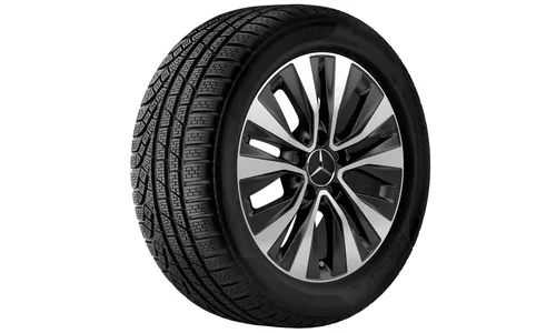 Колесный диск 6,5J×16 ET44 для Mercedes-Benz A-Class 177 / B-Class 247 / CLA 118, передняя и задняя оси, черный, матовый, с алмазной проточкой, 5 двойных спиц — фото 2