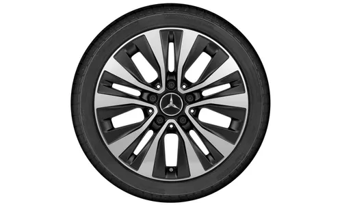 Колесный диск 6,5J×16 ET44 для Mercedes-Benz A-Class 177 / B-Class 247 / CLA 118, передняя и задняя оси, черный, матовый, с алмазной проточкой, 5 двойных спиц — фото 3