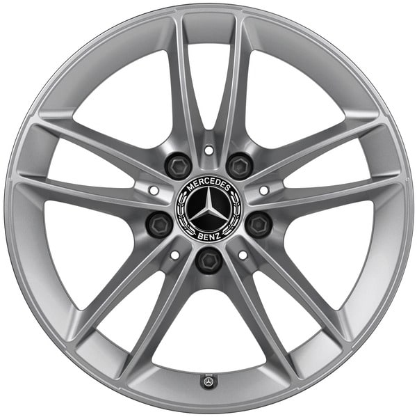 Колесный диск 6,5J×16 ET44 для Mercedes-Benz A-Class 177 / B-Class 247 / CLA 118, передняя и задняя оси, серебристый Vanadium Silver, 5 двойных спиц — фото 1