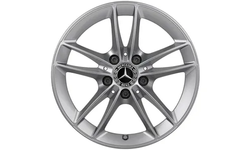 Колесный диск 6,5J×16 ET44 для Mercedes-Benz A-Class 177 / B-Class 247 / CLA 118, передняя и задняя оси, серебристый Vanadium Silver, 5 двойных спиц — фото 1