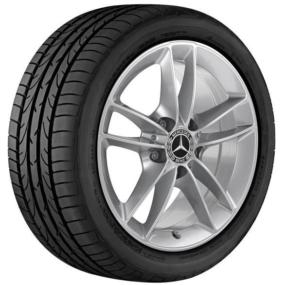Колесный диск 6,5J×16 ET44 для Mercedes-Benz A-Class 177 / B-Class 247 / CLA 118, передняя и задняя оси, серебристый Vanadium Silver, 5 двойных спиц — фото 2