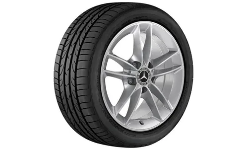 Колесный диск 6,5J×16 ET44 для Mercedes-Benz A-Class 177 / B-Class 247 / CLA 118, передняя и задняя оси, серебристый Vanadium Silver, 5 двойных спиц — фото 2