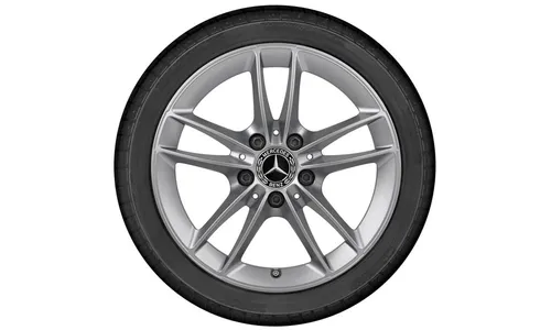 Колесный диск 6,5J×16 ET44 для Mercedes-Benz A-Class 177 / B-Class 247 / CLA 118, передняя и задняя оси, серебристый Vanadium Silver, 5 двойных спиц — фото 3