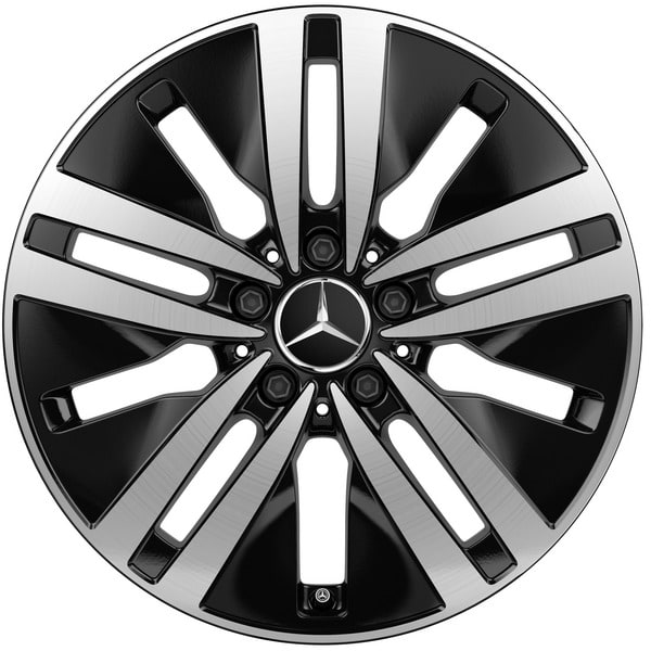 Колесный диск 6,5J×17 ET44 для Mercedes-Benz A-Class 177 / B-Class 247 / GLA 247 / GLB 247 / CLA 118, передняя и задняя оси, черный, с алмазной проточкой, 5 двойных спиц — фото 1