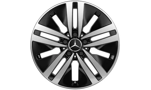 Колесный диск 6,5J×17 ET44 для Mercedes-Benz A-Class 177 / B-Class 247 / GLA 247 / GLB 247 / CLA 118, передняя и задняя оси, черный, с алмазной проточкой, 5 двойных спиц — фото 1