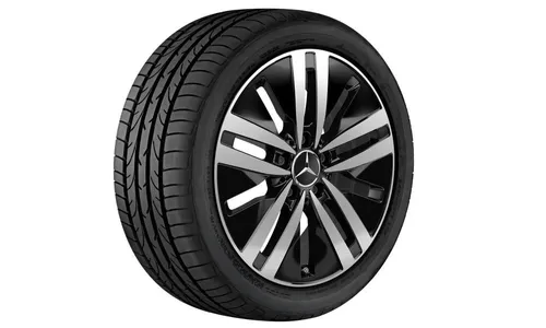 Колесный диск 6,5J×17 ET44 для Mercedes-Benz A-Class 177 / B-Class 247 / GLA 247 / GLB 247 / CLA 118, передняя и задняя оси, черный, с алмазной проточкой, 5 двойных спиц — фото 2
