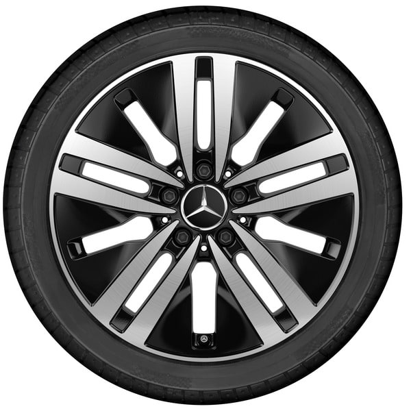 Колесный диск 6,5J×17 ET44 для Mercedes-Benz A-Class 177 / B-Class 247 / GLA 247 / GLB 247 / CLA 118, передняя и задняя оси, черный, с алмазной проточкой, 5 двойных спиц — фото 3