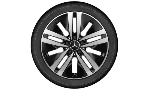 Колесный диск 6,5J×17 ET44 для Mercedes-Benz A-Class 177 / B-Class 247 / GLA 247 / GLB 247 / CLA 118, передняя и задняя оси, черный, с алмазной проточкой, 5 двойных спиц — фото 3