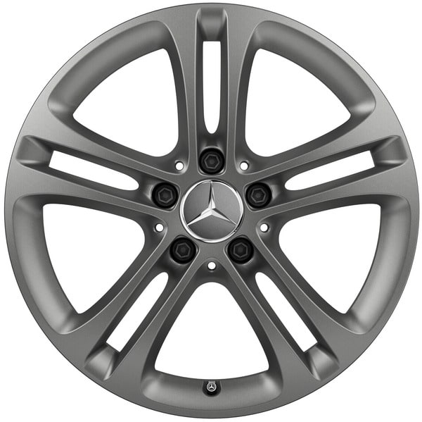 Колесный диск 6,5J×17 ET44 для Mercedes-Benz A-Class 177 / B-Class 247 / GLA 247 / GLB 247 / CLA 118, передняя и задняя оси, серый Himalaya, матовый, 5 двойных спиц — фото 1