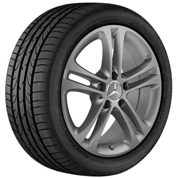 Колесный диск 6,5J×17 ET44 для Mercedes-Benz A-Class 177 / B-Class 247 / GLA 247 / GLB 247 / CLA 118, передняя и задняя оси, серый Himalaya, матовый, 5 двойных спиц — фото 2