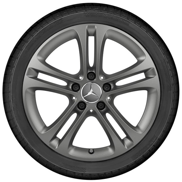 Колесный диск 6,5J×17 ET44 для Mercedes-Benz A-Class 177 / B-Class 247 / GLA 247 / GLB 247 / CLA 118, передняя и задняя оси, серый Himalaya, матовый, 5 двойных спиц — фото 3
