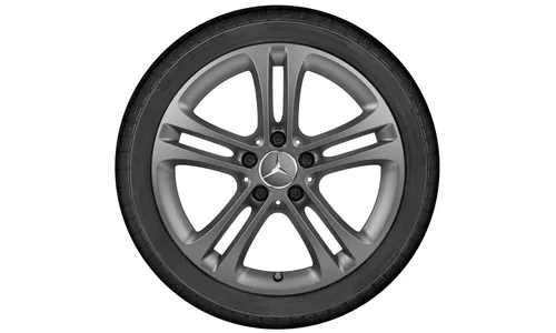 Колесный диск 6,5J×17 ET44 для Mercedes-Benz A-Class 177 / B-Class 247 / GLA 247 / GLB 247 / CLA 118, передняя и задняя оси, серый Himalaya, матовый, 5 двойных спиц — фото 3