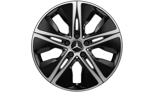 Колесный диск 7,5J×18 ET49 для Mercedes-Benz A-Class 177 / B-Class 247 / CLA 118, передняя и задняя оси, черный, с алмазной проточкой, 5 декоративных отверстий — фото 1