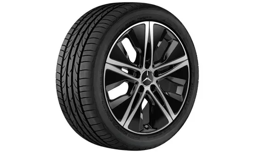 Колесный диск 7,5J×18 ET49 для Mercedes-Benz A-Class 177 / B-Class 247 / CLA 118, передняя и задняя оси, черный, с алмазной проточкой, 5 декоративных отверстий — фото 2