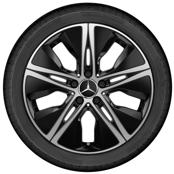 Колесный диск 7,5J×18 ET49 для Mercedes-Benz A-Class 177 / B-Class 247 / CLA 118, передняя и задняя оси, черный, с алмазной проточкой, 5 декоративных отверстий — фото 3