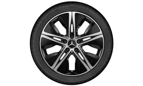 Колесный диск 7,5J×18 ET49 для Mercedes-Benz A-Class 177 / B-Class 247 / CLA 118, передняя и задняя оси, черный, с алмазной проточкой, 5 декоративных отверстий — фото 3