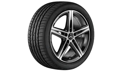 Колесный диск 7,5J×18 ET49 для Mercedes-Benz A-Class 177 / B-Class 247 / CLA 118, передняя и задняя оси, черный, с алмазной проточкой, 5 двойных спиц — фото 2