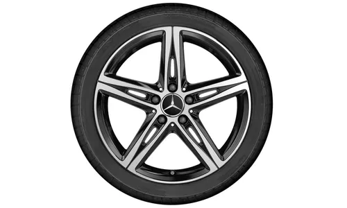 Колесный диск 7,5J×18 ET49 для Mercedes-Benz A-Class 177 / B-Class 247 / CLA 118, передняя и задняя оси, черный, с алмазной проточкой, 5 двойных спиц — фото 3