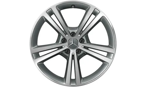 Колесный диск 7,5J×19 ET49 для Mercedes-Benz A-Class 177 / B-Class 247 / CLA 118, передняя и задняя оси, серый Himalaya, с алмазной проточкой, 5 двойных спиц — фото 1