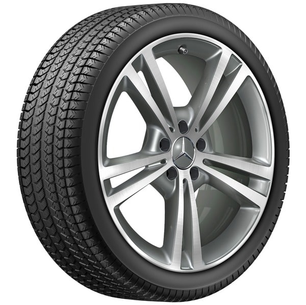 Колесный диск 7,5J×19 ET49 для Mercedes-Benz A-Class 177 / B-Class 247 / CLA 118, передняя и задняя оси, серый Himalaya, с алмазной проточкой, 5 двойных спиц — фото 2