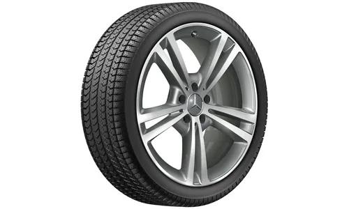 Колесный диск 7,5J×19 ET49 для Mercedes-Benz A-Class 177 / B-Class 247 / CLA 118, передняя и задняя оси, серый Himalaya, с алмазной проточкой, 5 двойных спиц — фото 2