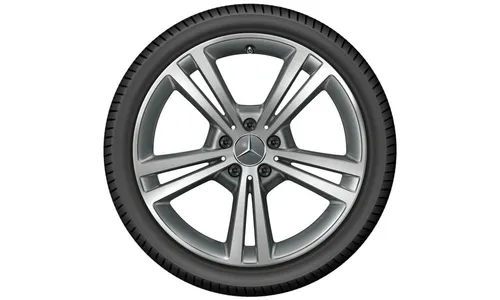Колесный диск 7,5J×19 ET49 для Mercedes-Benz A-Class 177 / B-Class 247 / CLA 118, передняя и задняя оси, серый Himalaya, с алмазной проточкой, 5 двойных спиц — фото 3