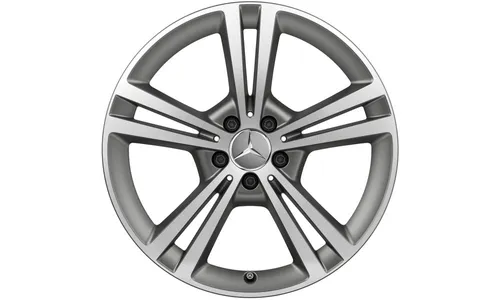Колесный диск 7,5J×19 ET49 для Mercedes-Benz A-Class 177 / B-Class 247 / CLA 118, передняя и задняя оси, серый Himalaya, матовый, с алмазной проточкой, 5 двойных спиц — фото 1