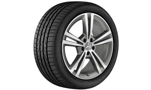 Колесный диск 7,5J×19 ET49 для Mercedes-Benz A-Class 177 / B-Class 247 / CLA 118, передняя и задняя оси, серый Himalaya, матовый, с алмазной проточкой, 5 двойных спиц — фото 2