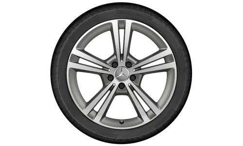 Колесный диск 7,5J×19 ET49 для Mercedes-Benz A-Class 177 / B-Class 247 / CLA 118, передняя и задняя оси, серый Himalaya, матовый, с алмазной проточкой, 5 двойных спиц — фото 3