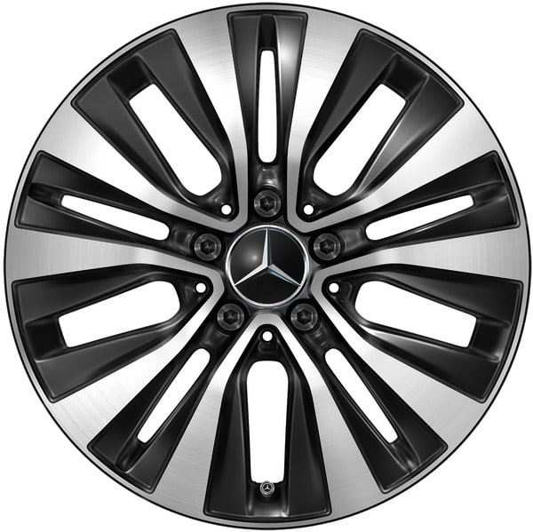 Колесный диск 6,5J×17 ET44 для Mercedes-Benz A-Class 177 / B-Class 247 / GLA 247 / GLB 247, передняя и задняя оси, черный, с алмазной проточкой, 5 двойных спиц — фото 1