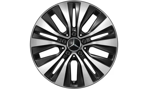 Колесный диск 6,5J×17 ET44 для Mercedes-Benz A-Class 177 / B-Class 247 / GLA 247 / GLB 247, передняя и задняя оси, черный, с алмазной проточкой, 5 двойных спиц — фото 1