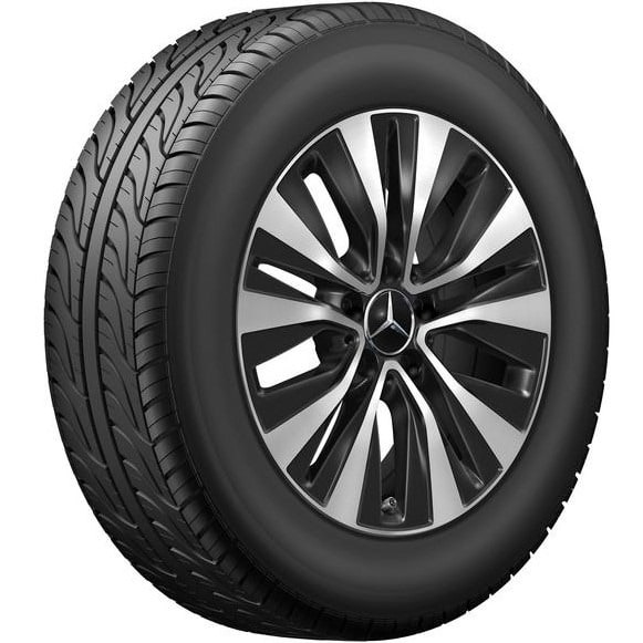 Колесный диск 6,5J×17 ET44 для Mercedes-Benz A-Class 177 / B-Class 247 / GLA 247 / GLB 247, передняя и задняя оси, черный, с алмазной проточкой, 5 двойных спиц — фото 2