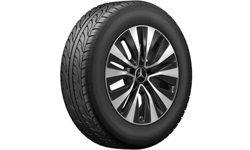 Колесный диск 6,5J×17 ET44 для Mercedes-Benz A-Class 177 / B-Class 247 / GLA 247 / GLB 247, передняя и задняя оси, черный, с алмазной проточкой, 5 двойных спиц — фото 2
